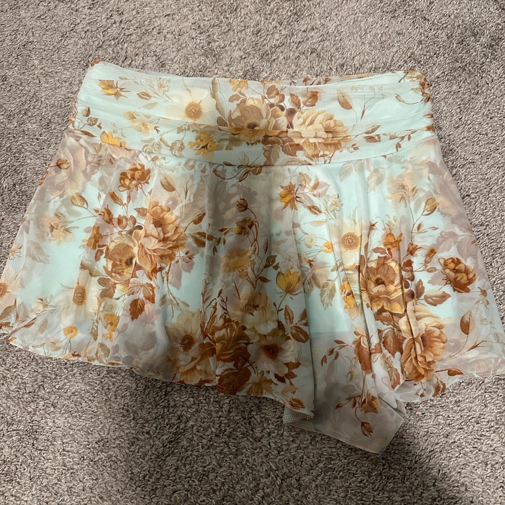 Abercrombie & Fitch Floral Skirt in Light Blue and Brown